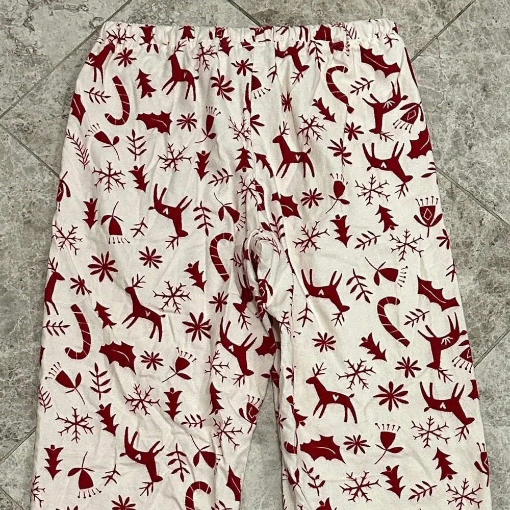 Hanna Andersson Christmas Nordic Flannel PJ Pajama Pants Red Cream XS